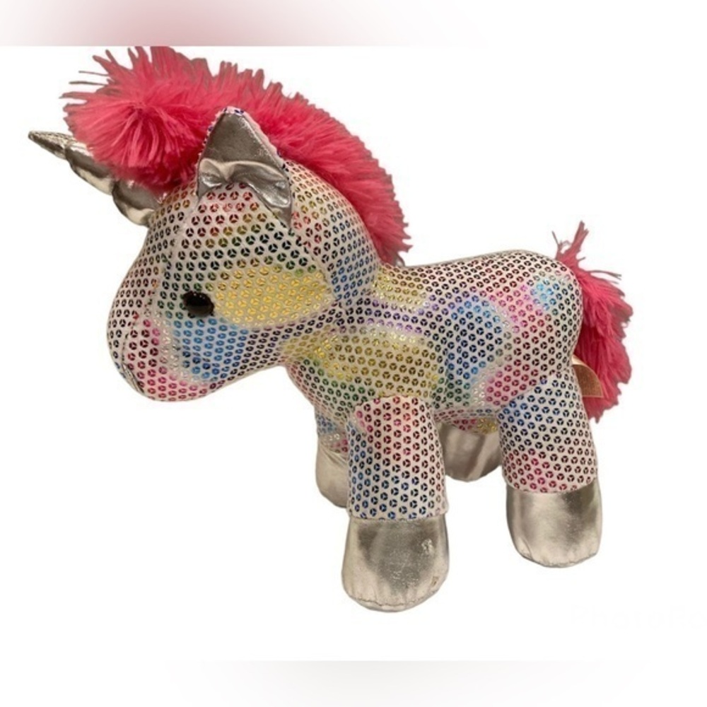 Dan Dee Plush Unicorn Sequins Horse Pink Silver Collectors Choice Stuffed Toy